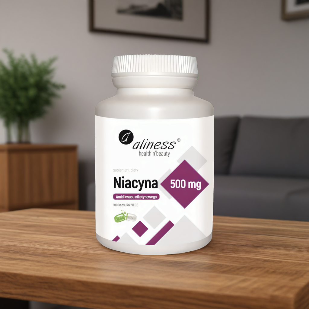 Niacyna Amid kwasu nikotynowego 500 mg Aliness - 100 kapsułek VEGE