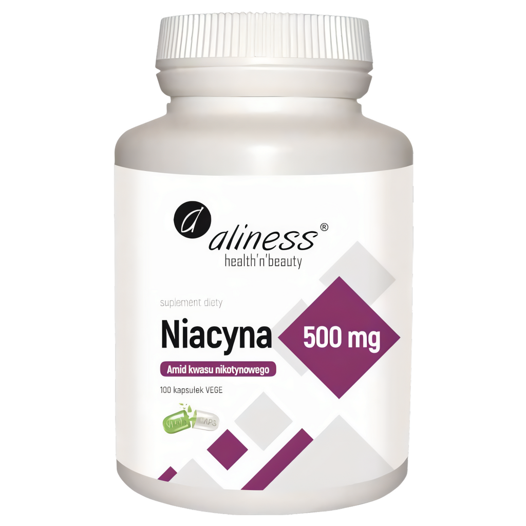 Niacyna Amid kwasu nikotynowego 500 mg Aliness - 100 kapsułek VEGE