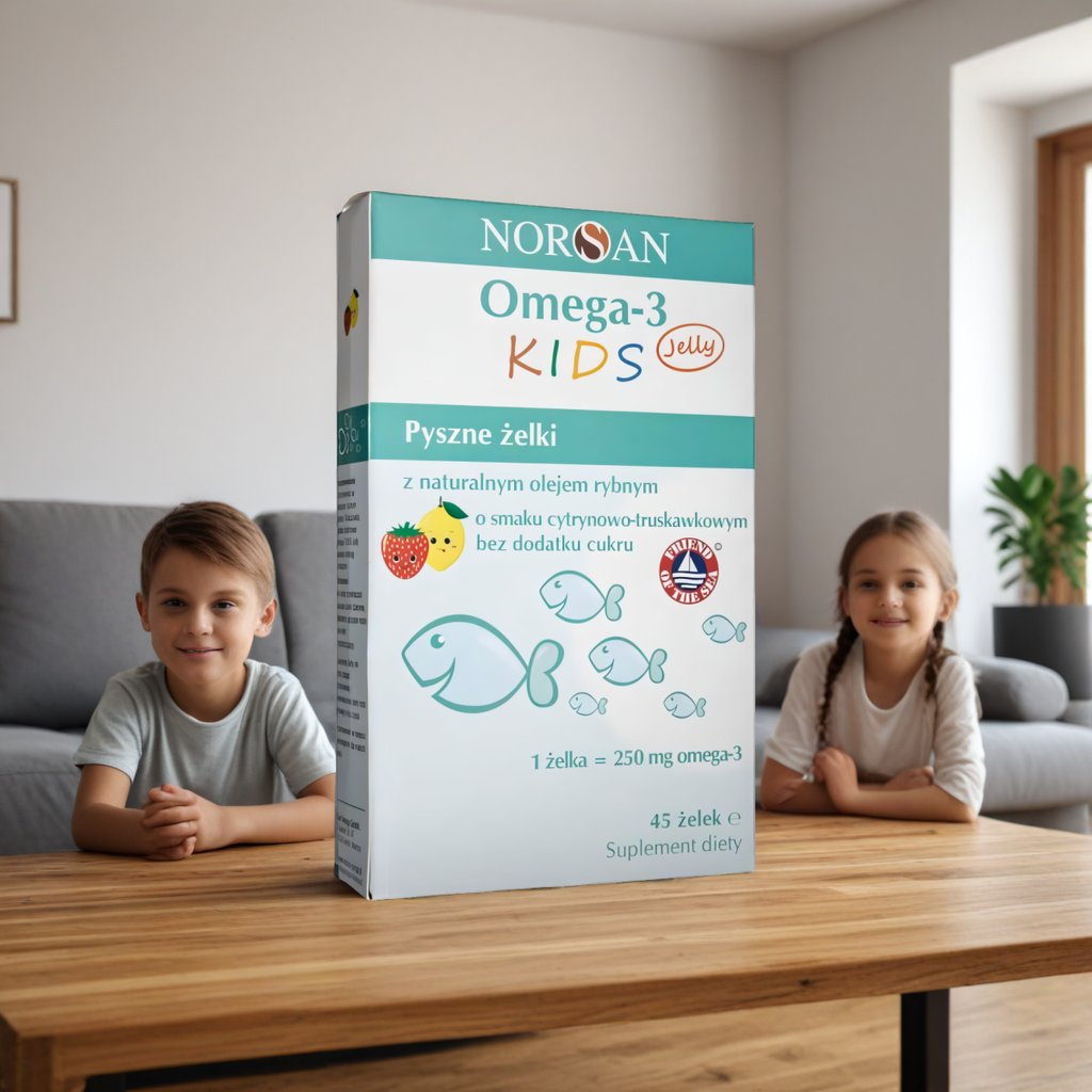 Norsan Omega-3 Kids Jelly Żelki z naturalnym olejem rybnym dla dzieci - 45 sztuk
