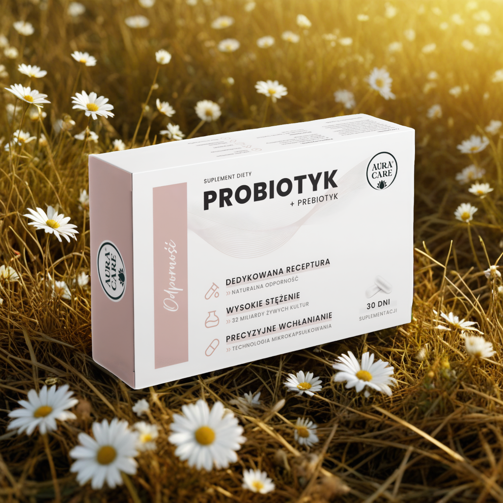 Odporność AURA CARE - Probiotyk + prebiotyk, żywe probiotyki - 30 kapsułek