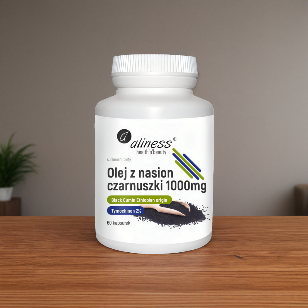 Olej z nasion czarnuszki 2% 1000 mg Aliness - Reguluje poziom glukozy we krwi - 60 kapsułek