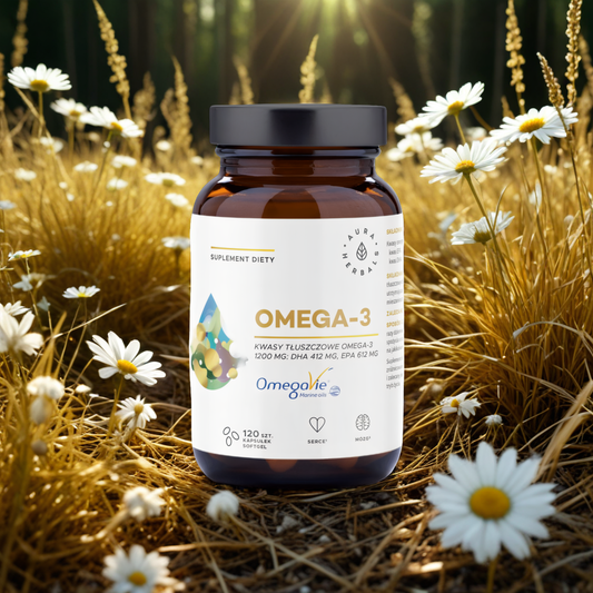 Omega 3 Aura Herbals 1200 mg - Wspiera zdrowie serca, mózgu i oczu - 120 kapsułek softgel
