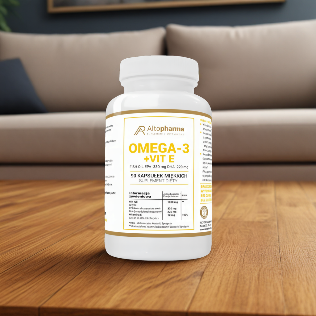 Omega-3 + witamina E 1000 mg (EPA 330 mg, DHA 220 mg) Alto Pharma - 90 kapsułek