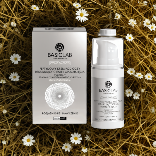 Peptydowy krem pod oczy BASICLAB - Redukuje cienie i zmniejsza opuchliznę - 15 ml