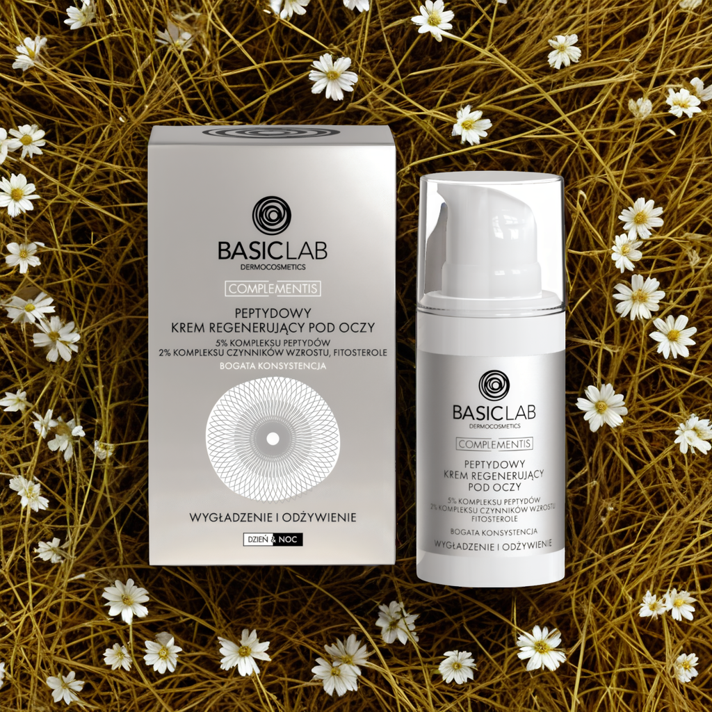 Peptydowy krem regenerujący pod oczy BASICLAB - Wygładza i odżywia - 15 ml