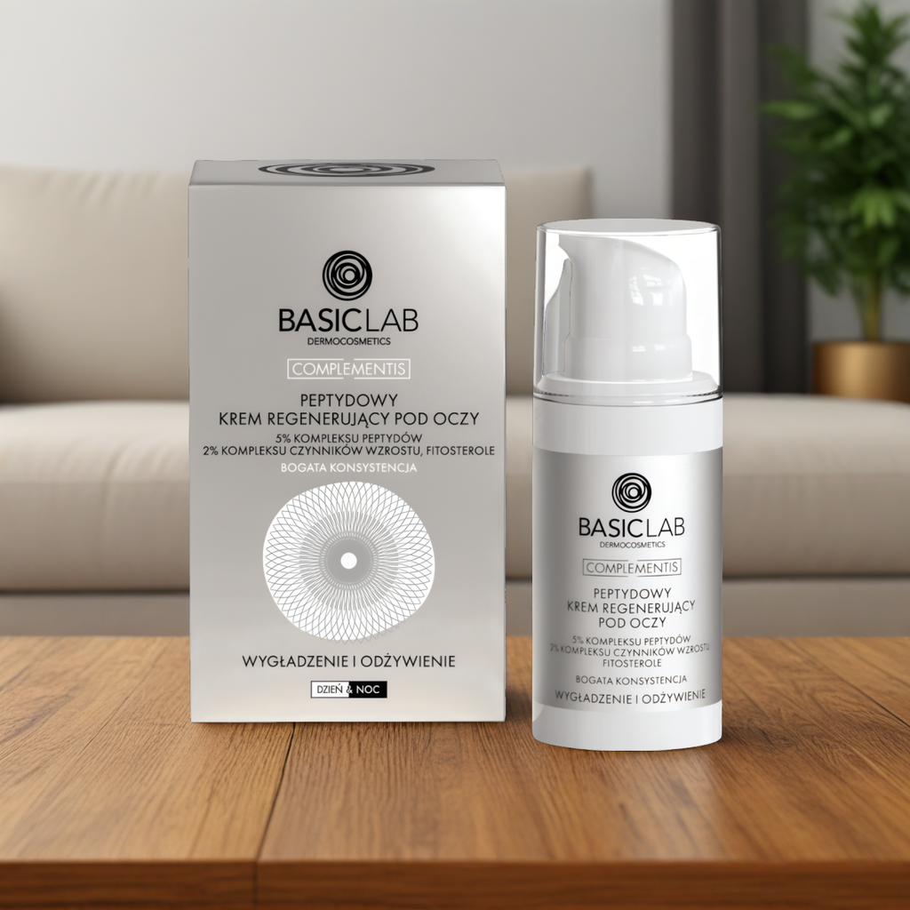 Peptydowy krem regenerujący pod oczy BASICLAB - Wygładza i odżywia - 15 ml