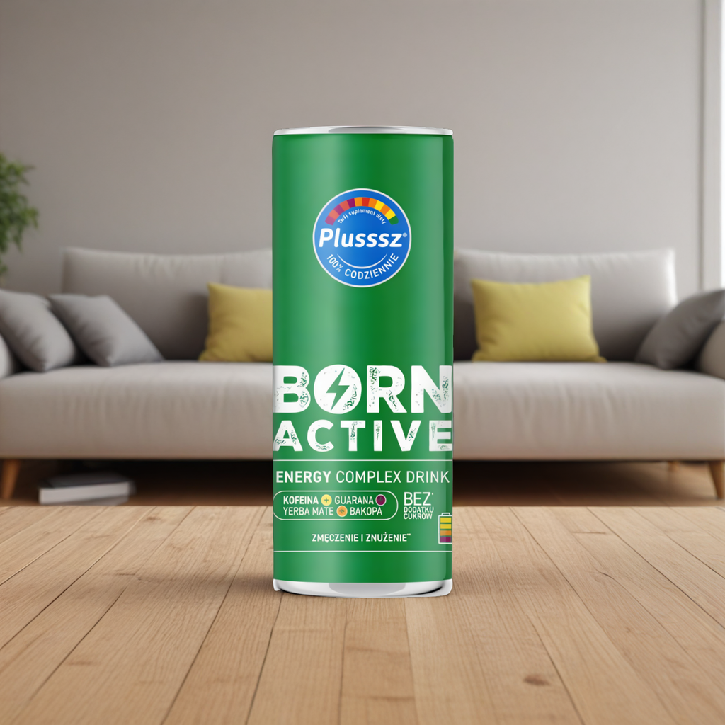 Plusssz BORN ACTIVE Energy Complex Drink Polski Lek - 250 ml o smaku mango-marakuja