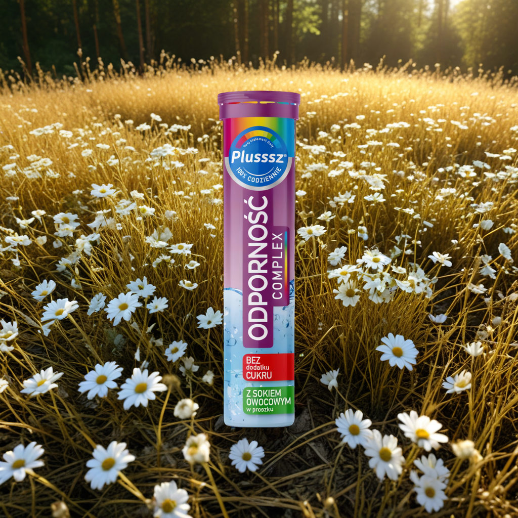 Plusssz ODPORNOŚĆ Complex 100% Polski Lek - 20 tabletek musujących o smaku maliny i czarnego bzu