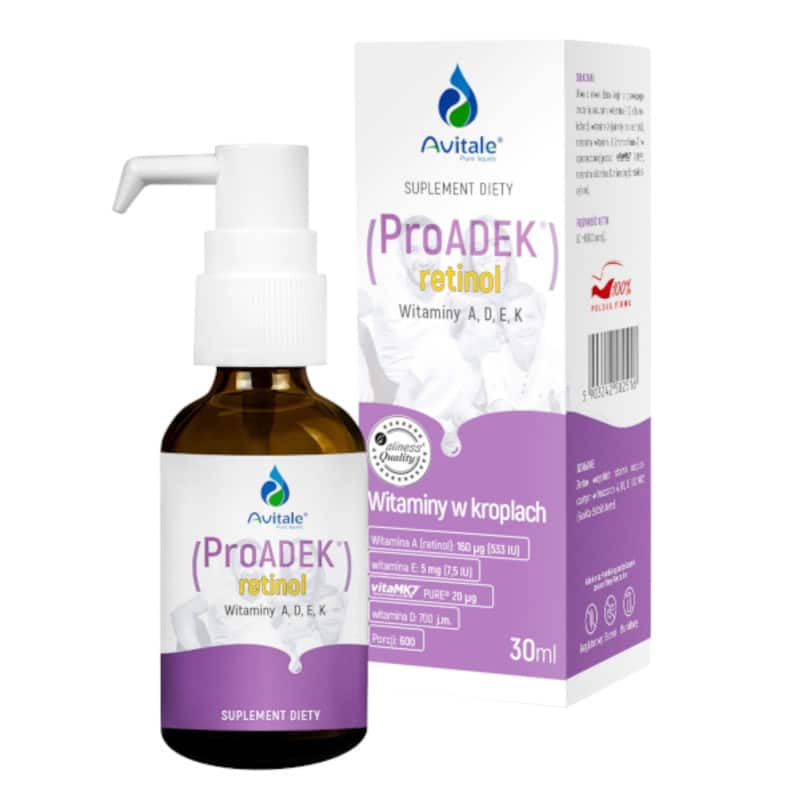 Witaminy ProADEK Retinol Avitale w kroplach Aliness - 30 ml (600 porcji)