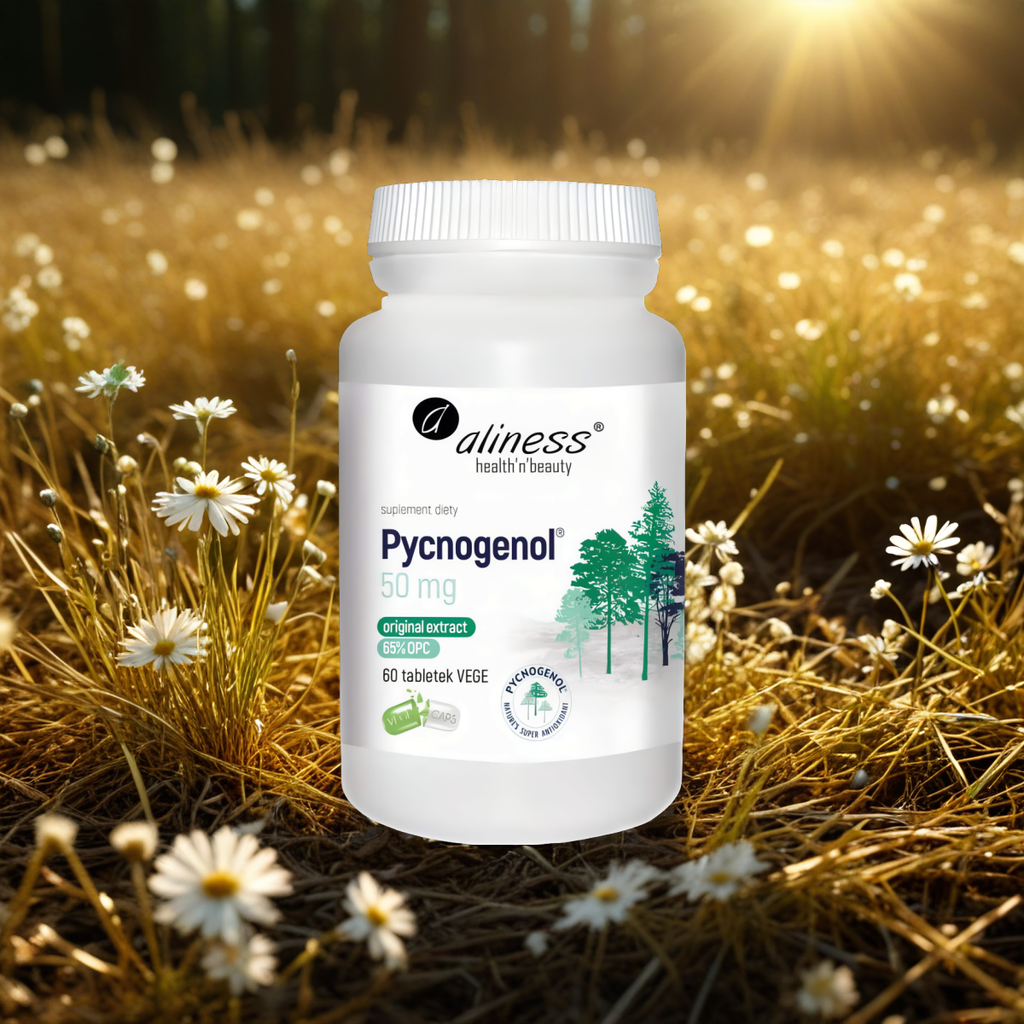Pycnogenol extract 65% 50 mg Aliness - Działa przeciwzapalnie - 60 kapsułek