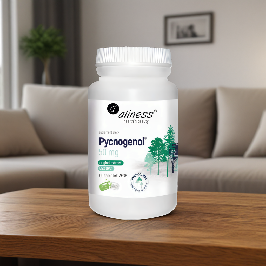 Pycnogenol extract 65% 50 mg Aliness - Działa przeciwzapalnie - 60 kapsułek