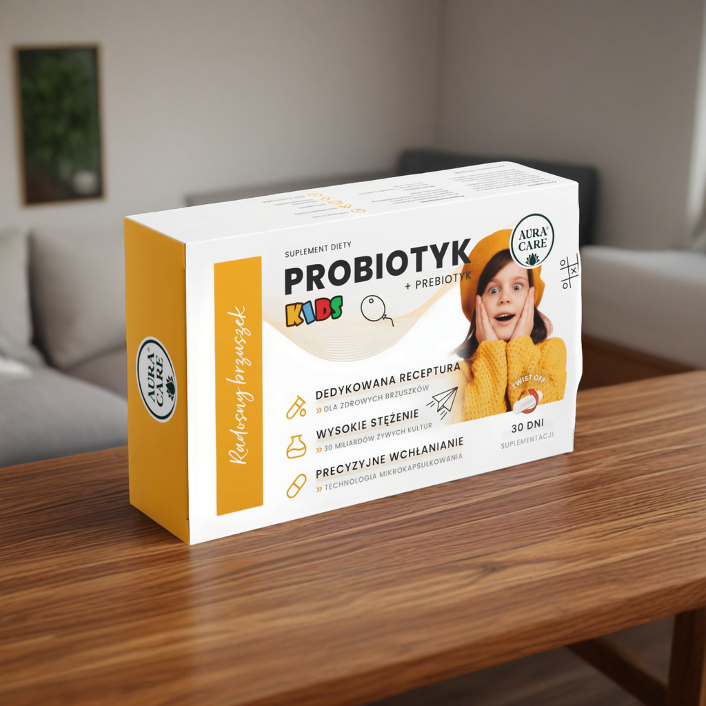 Radosny Brzuszek Kids Aura Care - Probiotyk + prebiotyk - 30 kapsułek