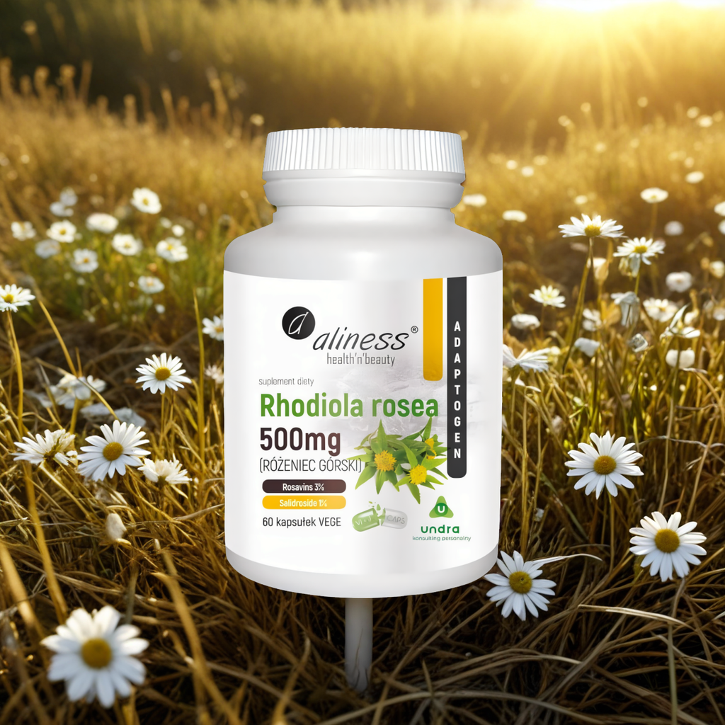Rhodiola rosea - Różeniec górski wspomaga pracę serca 500 mg Aliness - 60 kapsułek