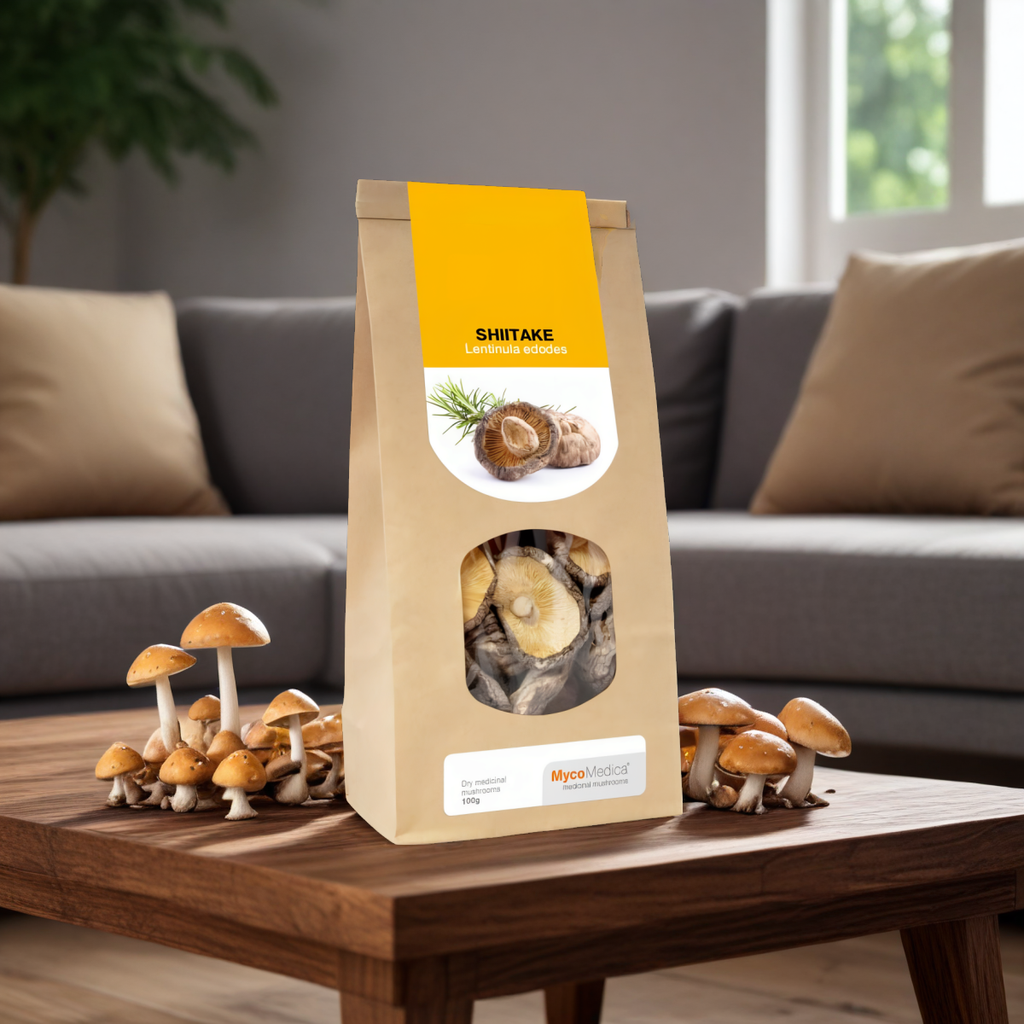 Shiitake Grzyby suszone MycoMedica - Wspomaga układ odpornościowy - 100 g