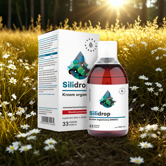 Silidrop krzem organiczny MMST Aura Herbals - Wsparcie kości, stawów, skóry, włosów i paznokci - 500 ml płyn