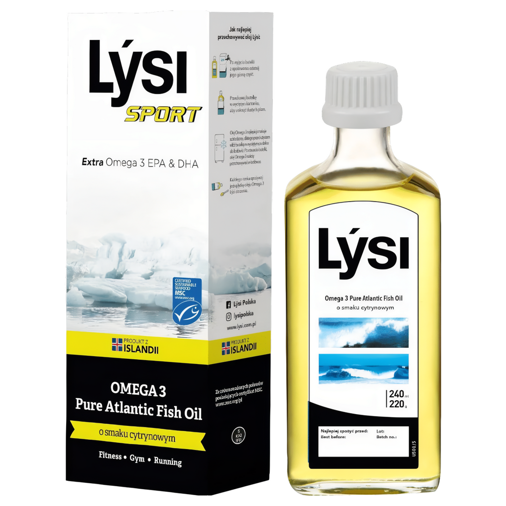 Sport Omega-3 Lysi - Olej Omega-3 z Oceanu Spokojnego oraz Atlantyckiego - 240 ml
