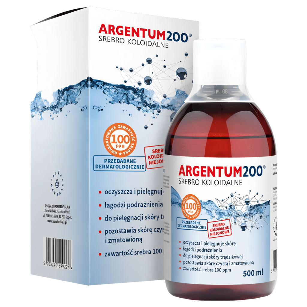 Srebro Koloidalne 100 ppm Argentum 200 Aura Herbals - 500 ml tonik