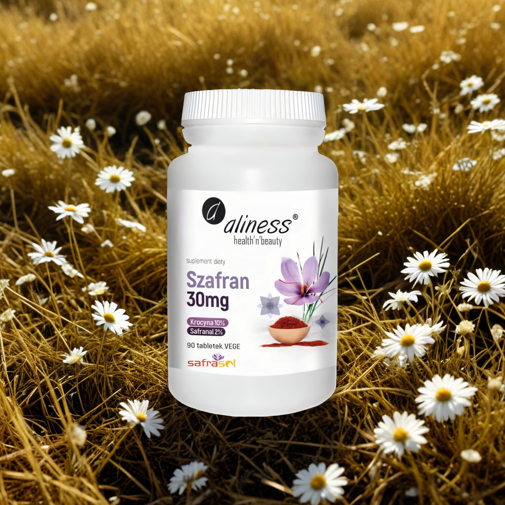 Szafran Safrasol 2%/10% 30 mg Aliness - Wspomaga równowagę emocjonalną - 90 tabletek