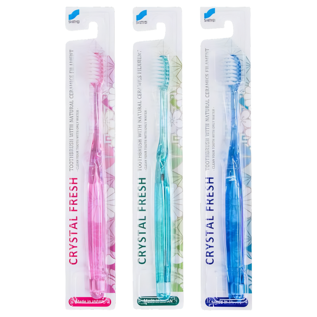 Szczoteczka do zębów Crystal Fresh z włosiem z naturalną ceramiką - 1 sztuka (Kolor: rozowa)