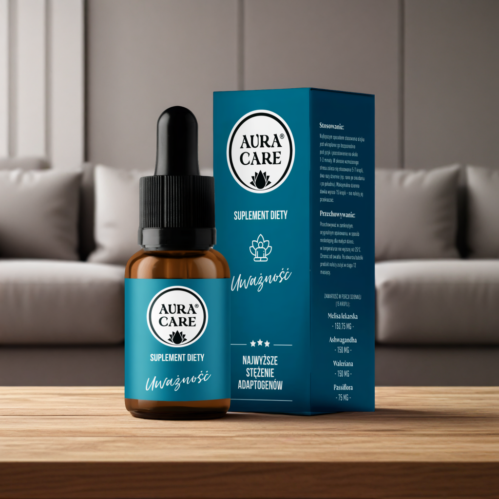 Uważność Aura Care - Wsparcie równowagi i wyciszenia - 15 ml (około 400 kropli)