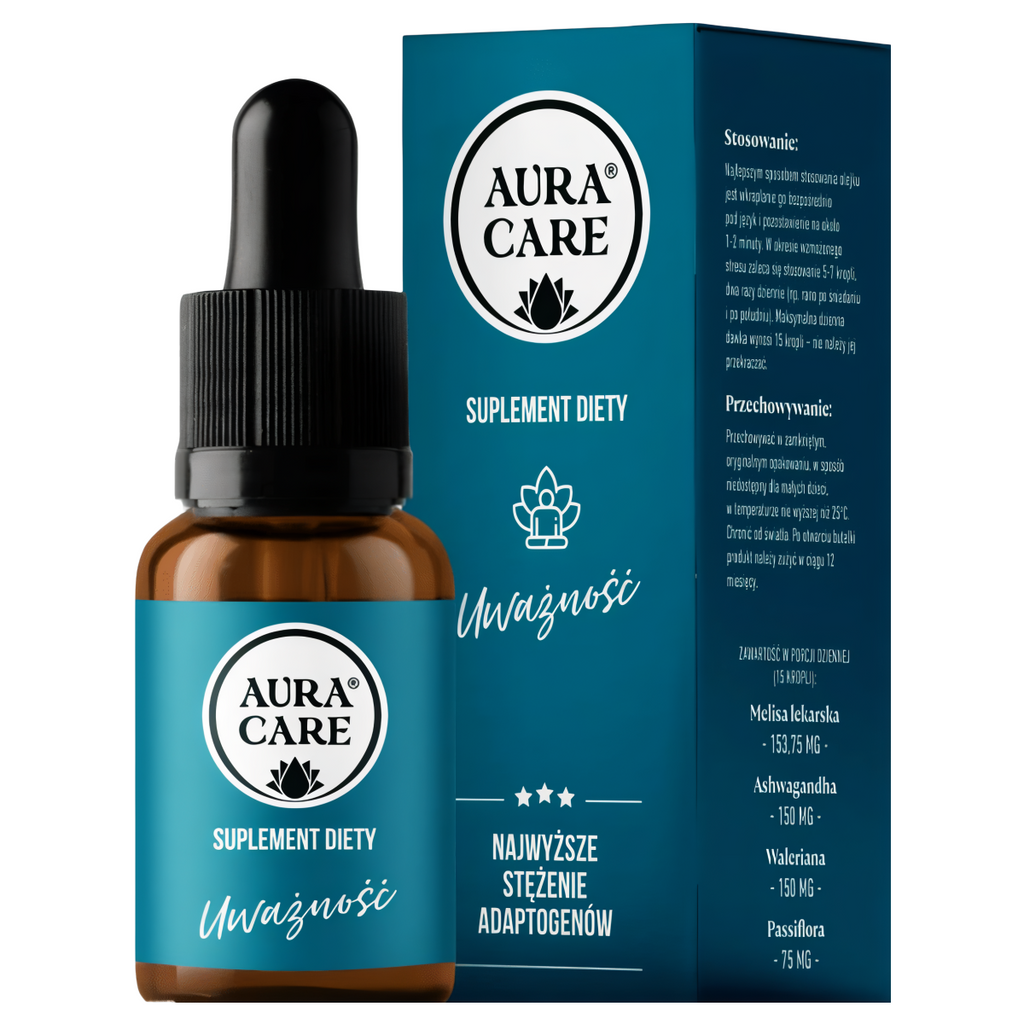 Uważność Aura Care - Wsparcie równowagi i wyciszenia - 15 ml (około 400 kropli)