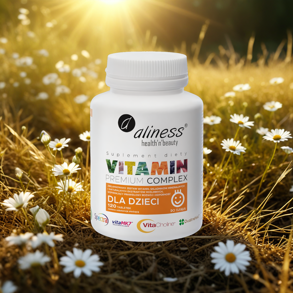 Vitamin Premium Complex dla dzieci Aliness - Wspiera rozwój i odporność - 120 tabletek do ssania