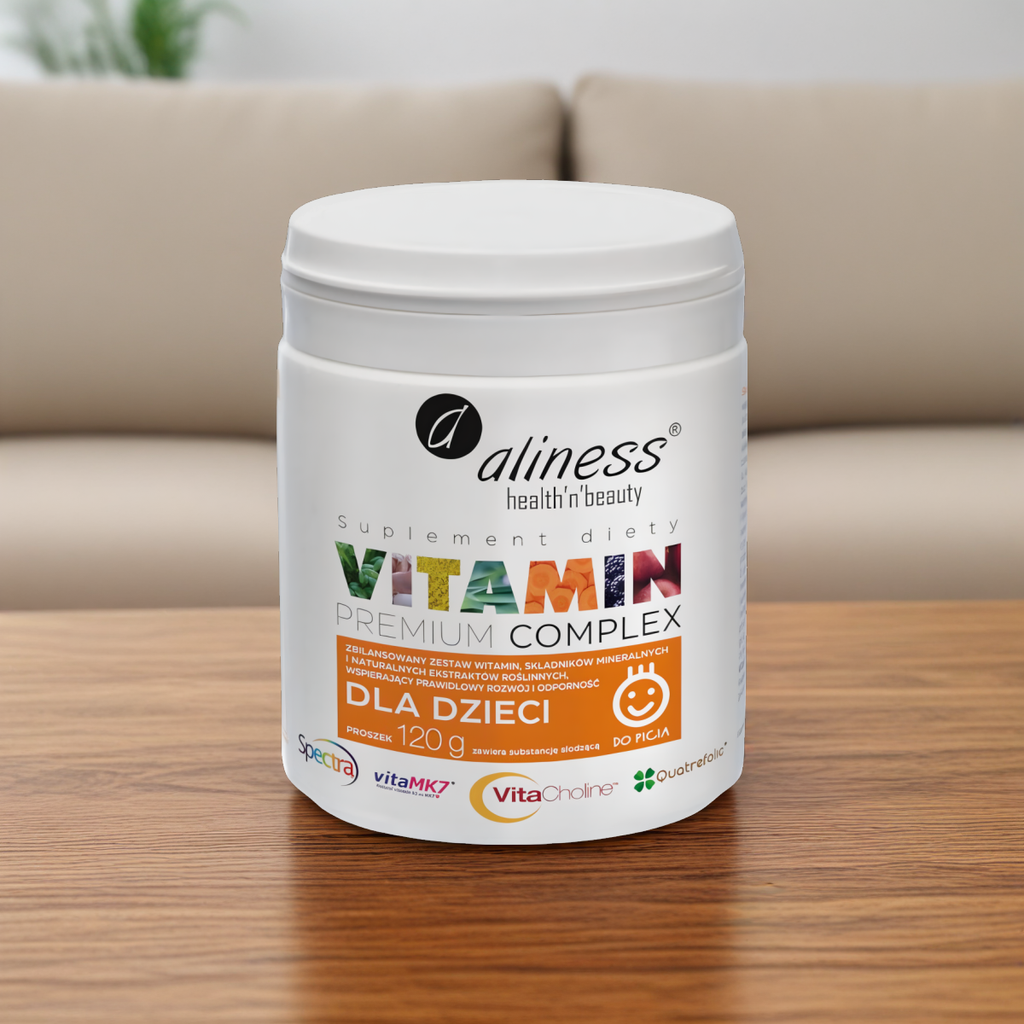Vitamin Premium Complex dla dzieci do picia Aliness - Wspiera rozwój i odporność - proszek 120 g