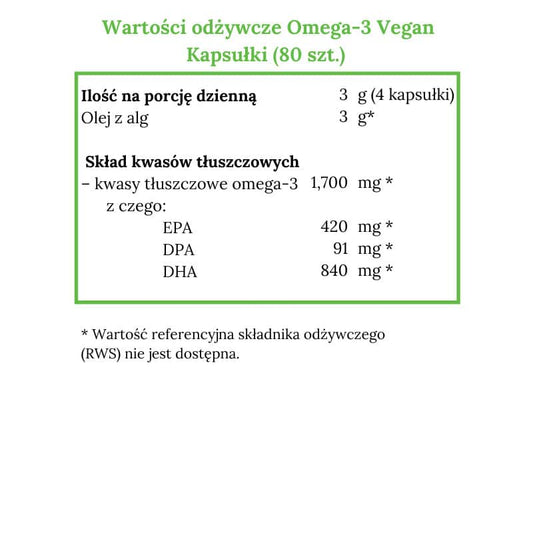 Norsan Omega-3 VEGAN Z olejem z alg morskich 1700 mg - 80 kapsułek