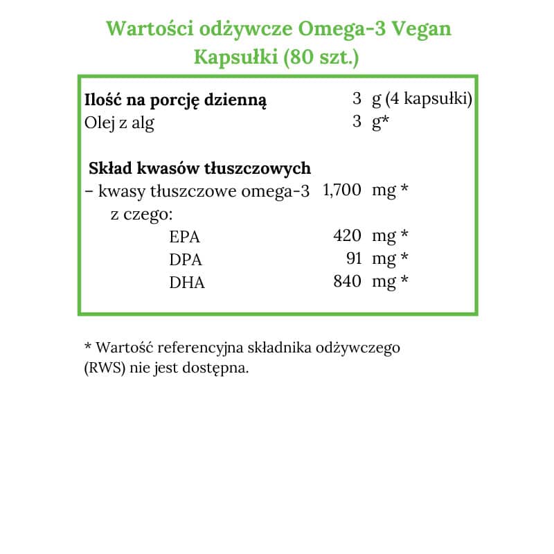 Norsan Omega-3 VEGAN Z olejem z alg morskich 1700 mg - 80 kapsułek