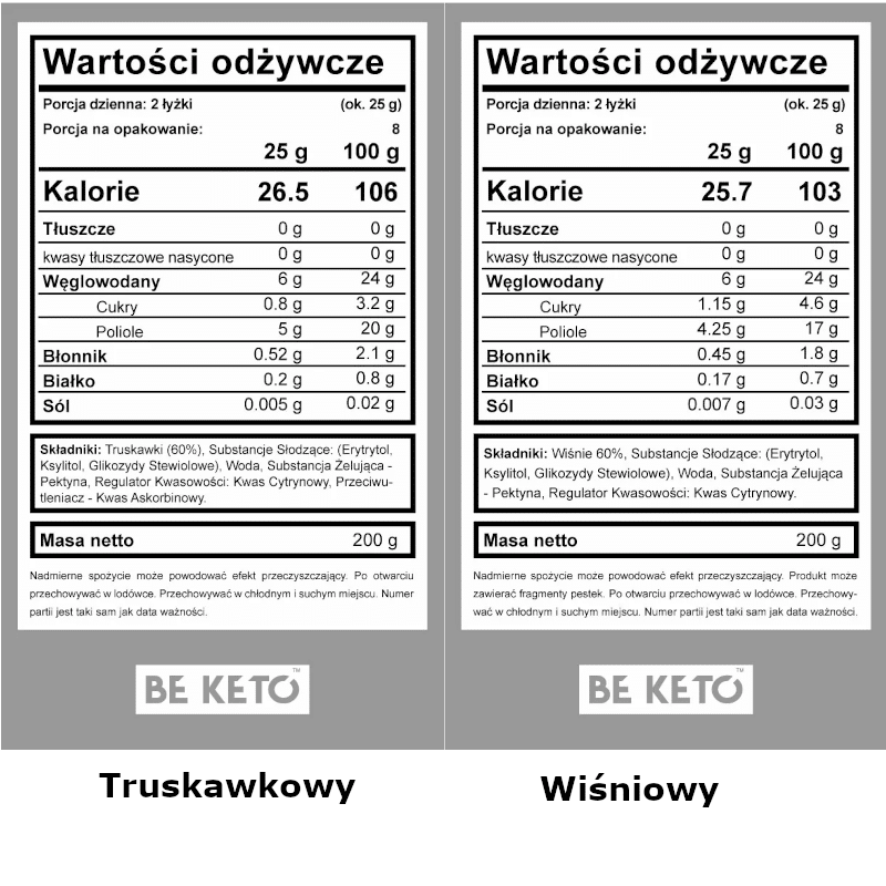 Keto Dżemy od Beketo - Smak bez Kompromisów i Minimalna Ilość Węglowodanów - 200 g (Smak: truskawkowy)