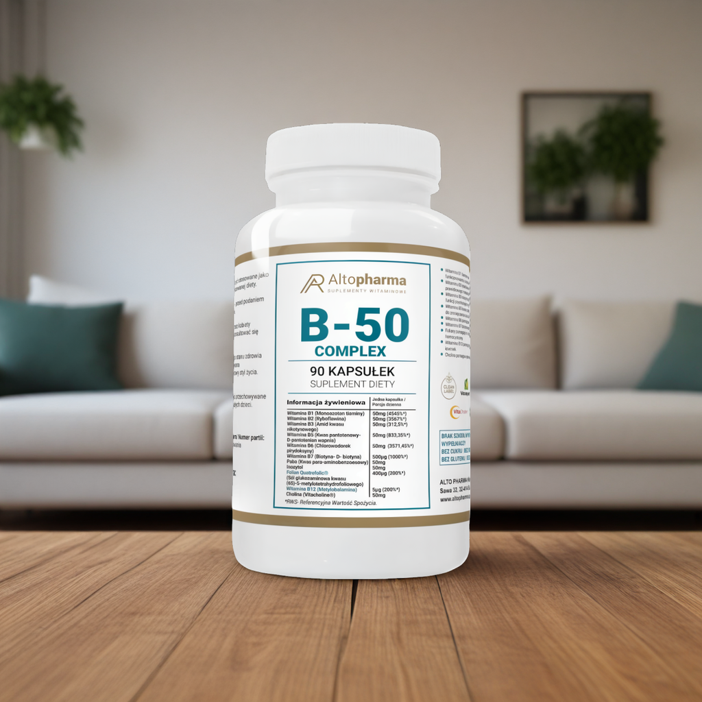Witamina B-50 Metylobalamina Complex Alto Pharma - Wspomaga prawidłowy rozwój i odporność - 90 kapsułek