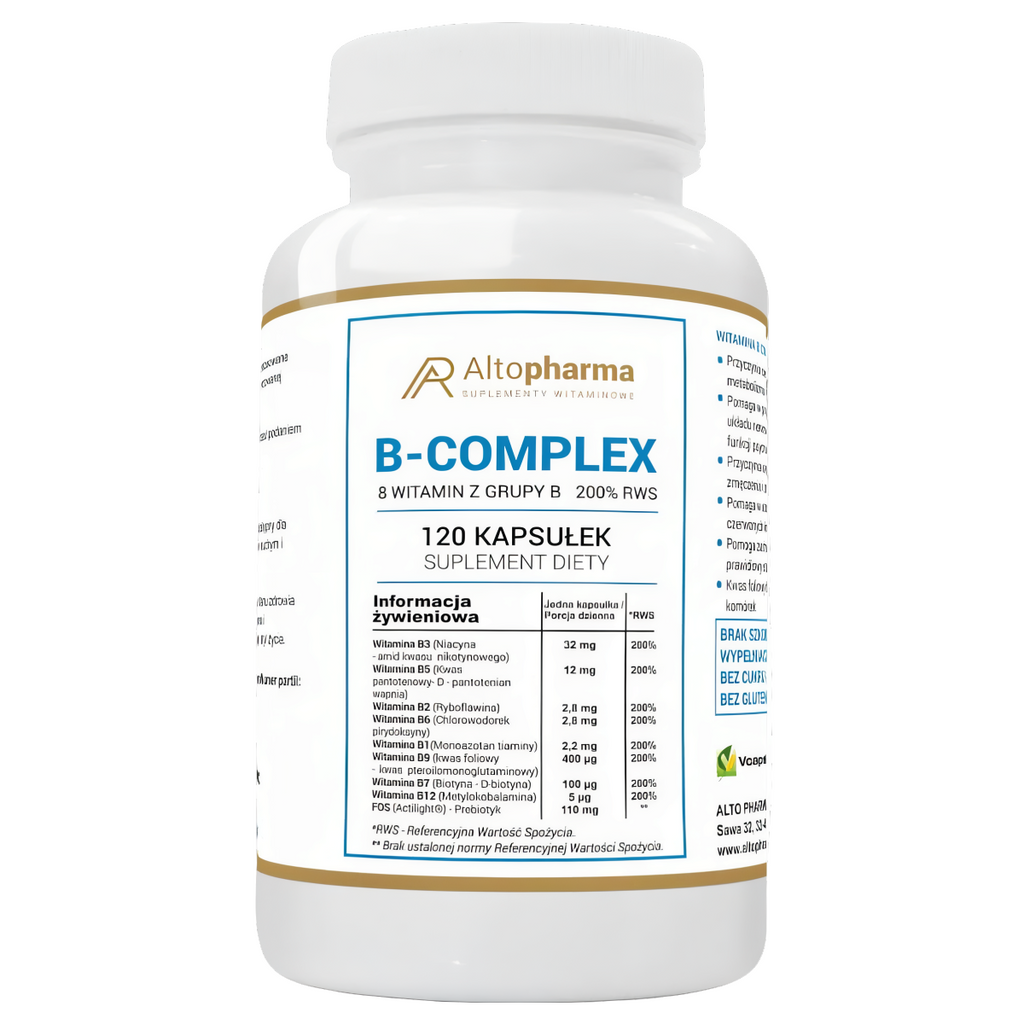 Witamina B-Complex 8 witamin z grupy B 200% RWS Alto Pharma - 120 kapsułek