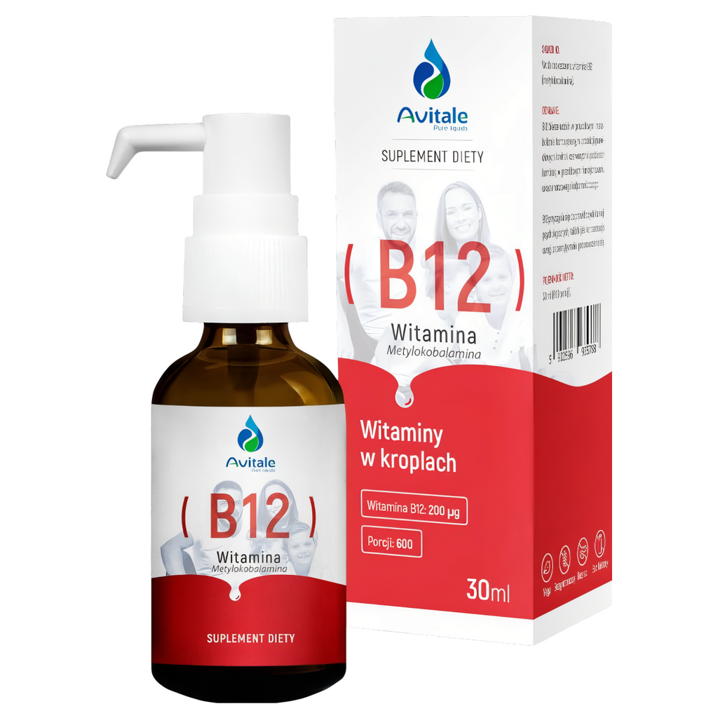 Witamina B12 Avitale w kroplach - Metylokobalamina 200 µg Aliness - 30 ml (600 porcji)