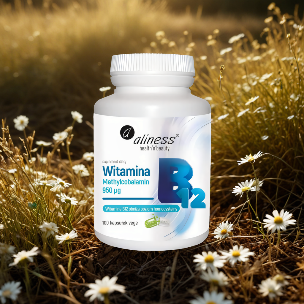 Witamina B12 Methylcobalamin 950 µg Aliness - Biologiczna, aktywna formuła B12 - 100 kapsułek