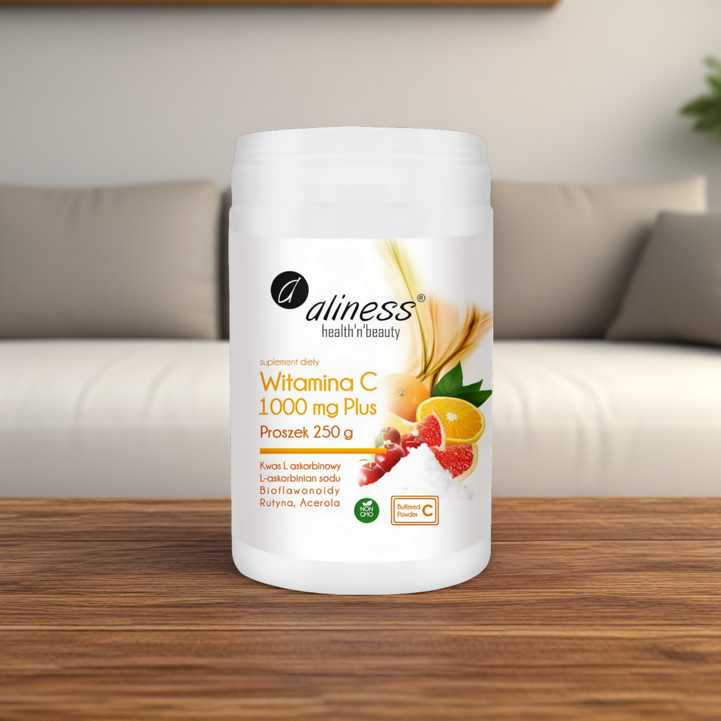 Witamina C 1000 Buforowana Plus Aliness - Wzbogacona o Rutynę i Acerolę - 250 g proszek