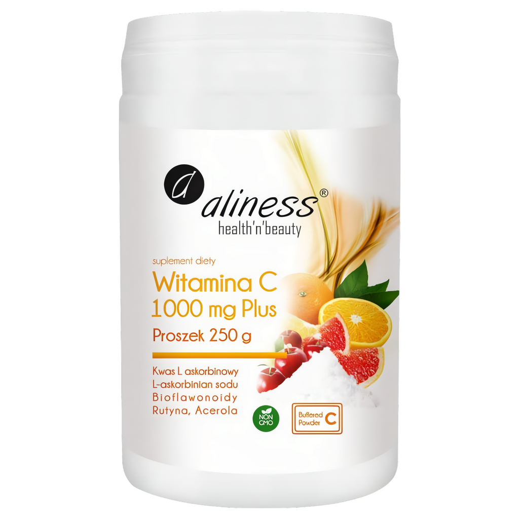 Witamina C 1000 Buforowana Plus Aliness - Wzbogacona o Rutynę i Acerolę - 250 g proszek