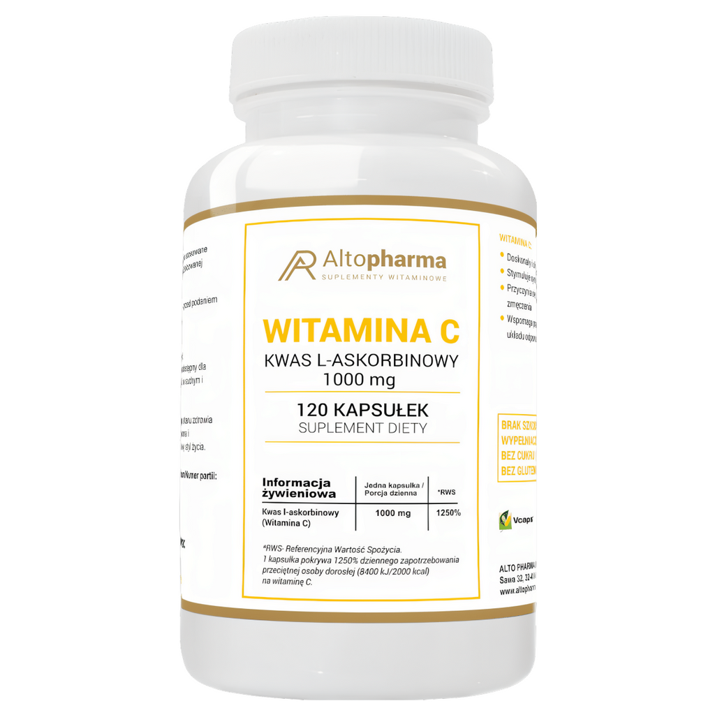 Witamina C 1000mg Kwas L-Askorbinowy Alto Pharma - Siła dla organizmu - 120 kapsułek
