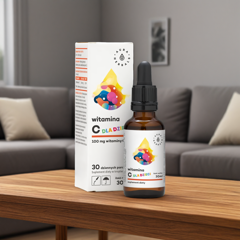 Witamina C Dla Dzieci 100 mg Aura Herbals - Wsparcie układu odpornościowego u dzieci - 30 ml krople