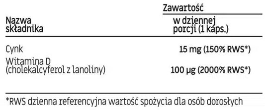 Witamina D3 4000 IU + Cynk GLOE - Dla lepszej odporności - 60 kapsułek