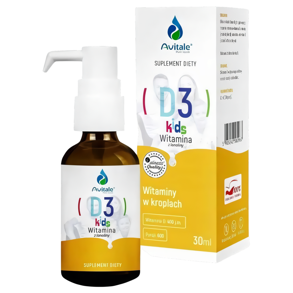 Witamina D3 Kids 400 j.m. Avitale w kroplach Aliness - 30 ml (600 porcji)