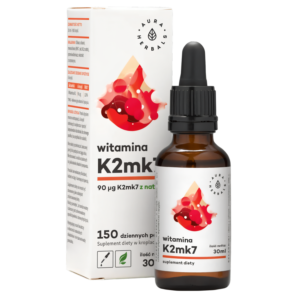Witamina K2 MK7 Aura Herbals - Naturalna witamina K - 30 ml krople