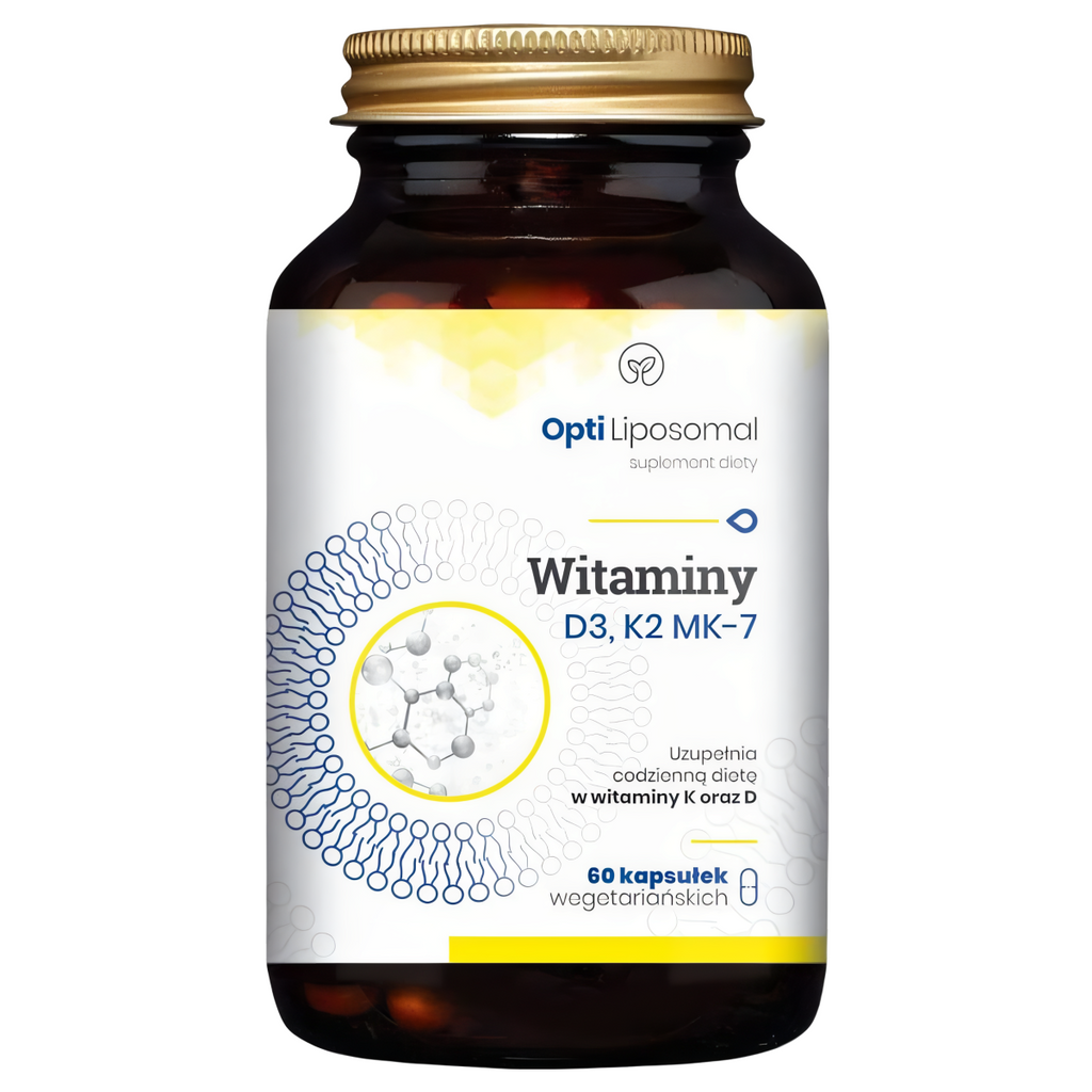 Witaminy D3, K2-MK7 Opti Liposomal NaturDay - Uzupełnia dietę w witaminy K oraz D - 60 kapsułek