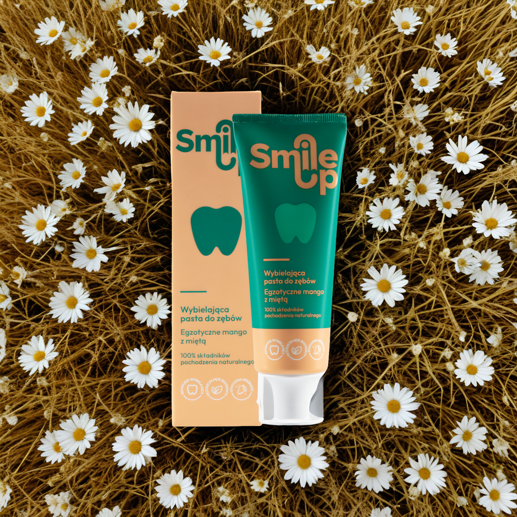 Wybielająca pasta do zębów SmileUp - Moc pięciu naturalnych składników o smaku mango-mięta - 75 ml