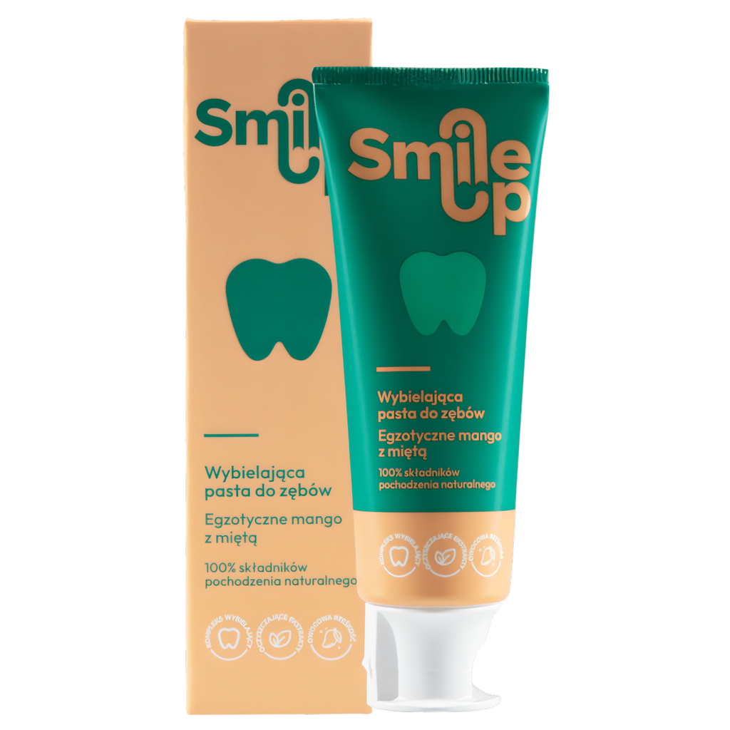 Wybielająca pasta do zębów SmileUp - Moc pięciu naturalnych składników o smaku mango-mięta - 75 ml